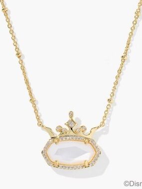 Kendra Scott Gold Crown Necklace with White Stone